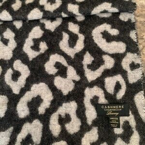 Charter Club Cashmere Leopard Scarf - Black & Light Gray